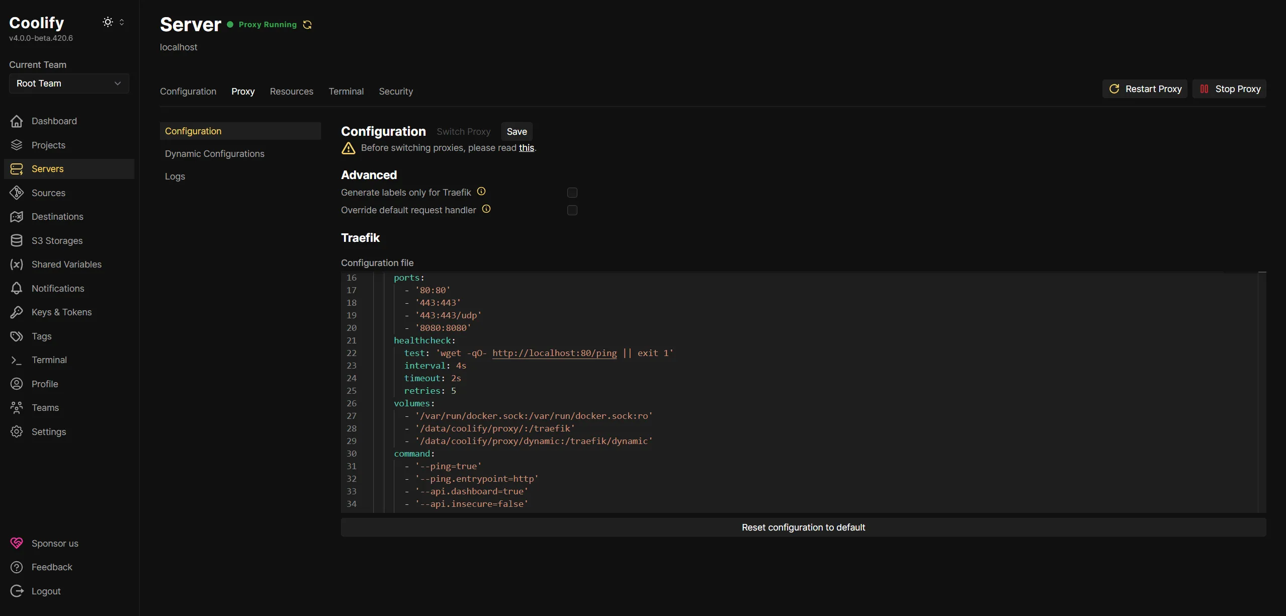 Coolify Traefik Configuration