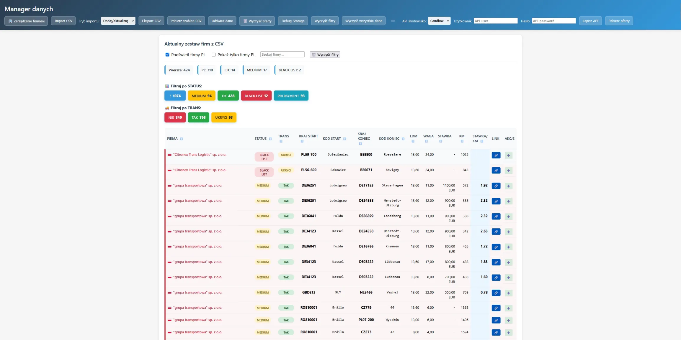 Timocom plugin — freight offers and lightweight CRM