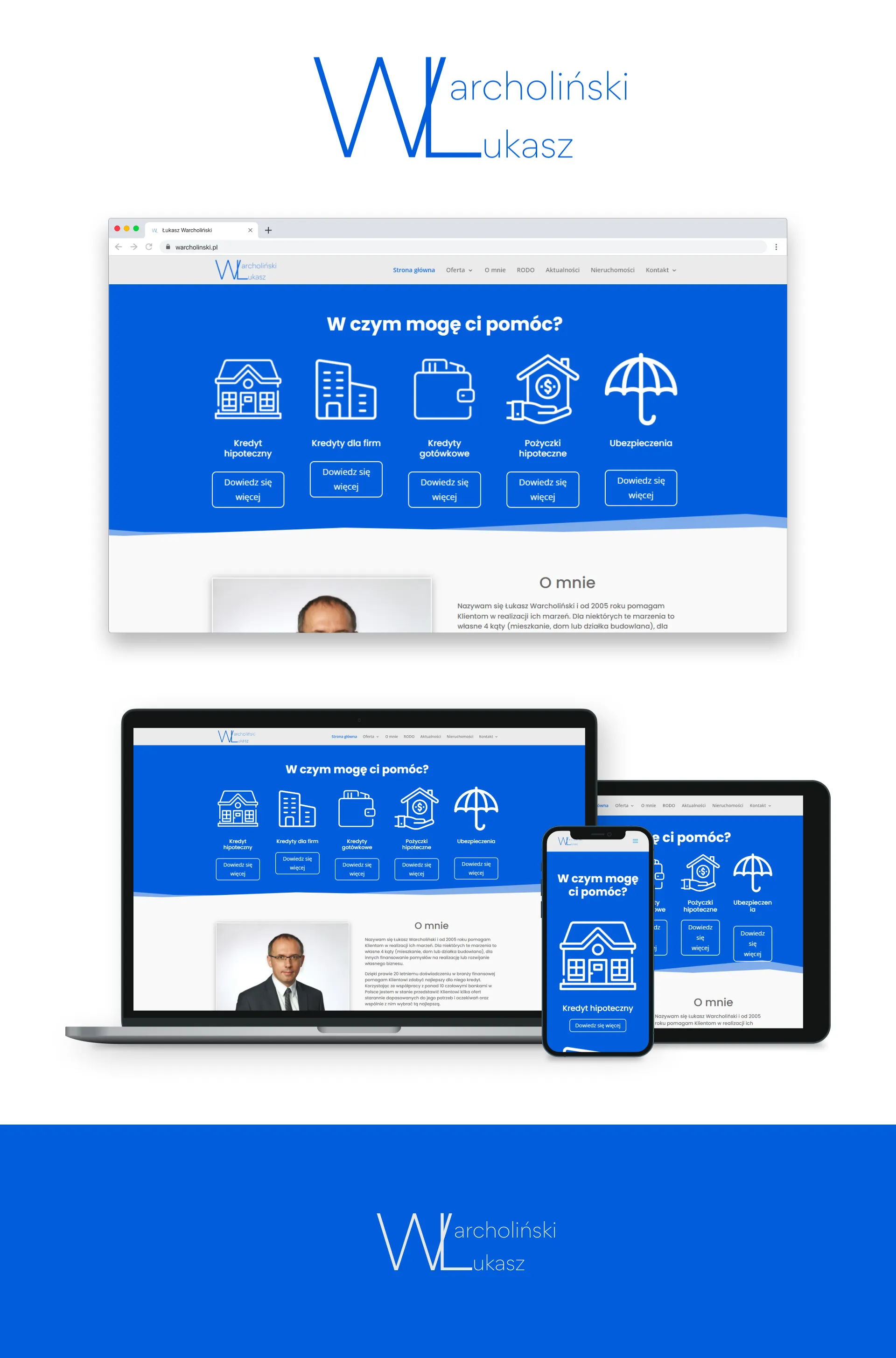 Łukasz Warcholiński — logo and insurance agent website