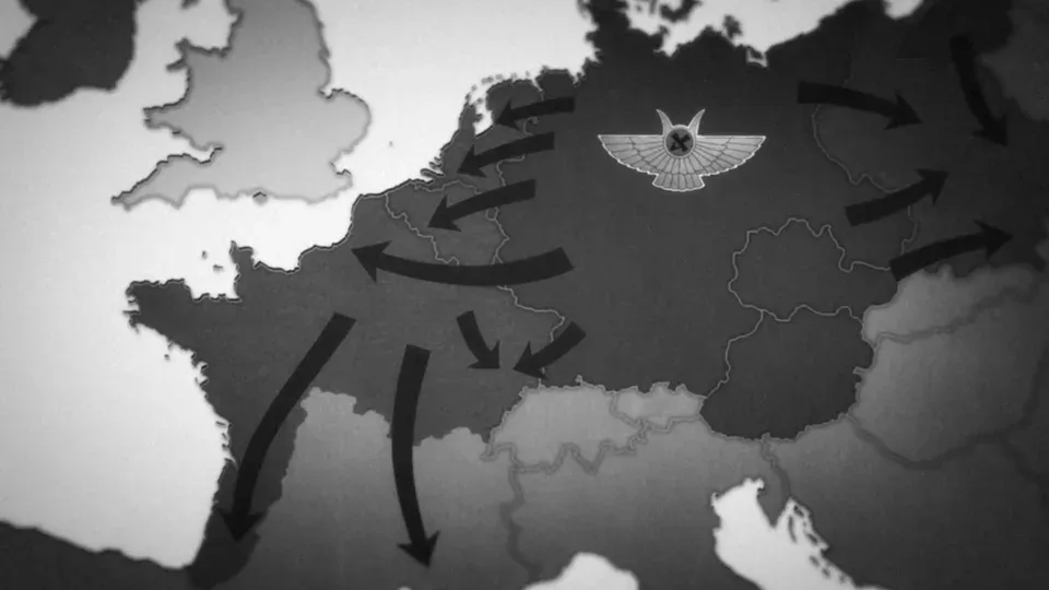 Klatka z anime Shūmatsu no Izetta przedstawiająca zarys historyczny produkcji.